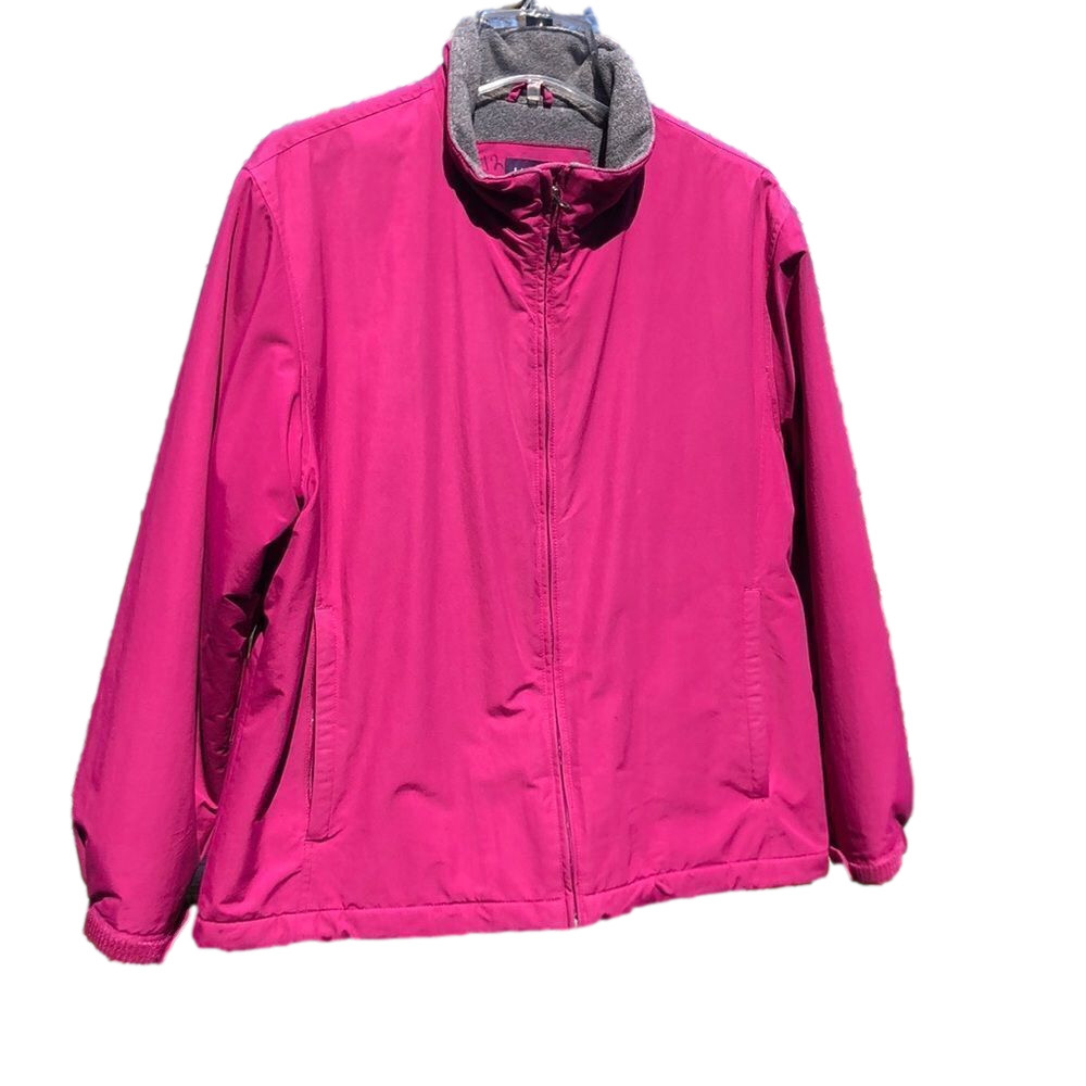 LANDS END Large Fleece Lined Body Pink Spring/Fall Jacket YKK Zippers USED